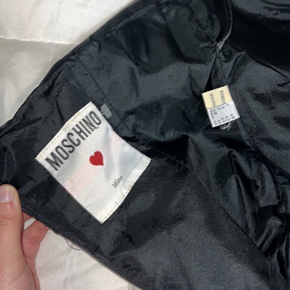 MOSCHINO Vintage 90’s Silver Metallic Lamé Strapless Sweetheart Fitted Dress - Picture 10 of 15